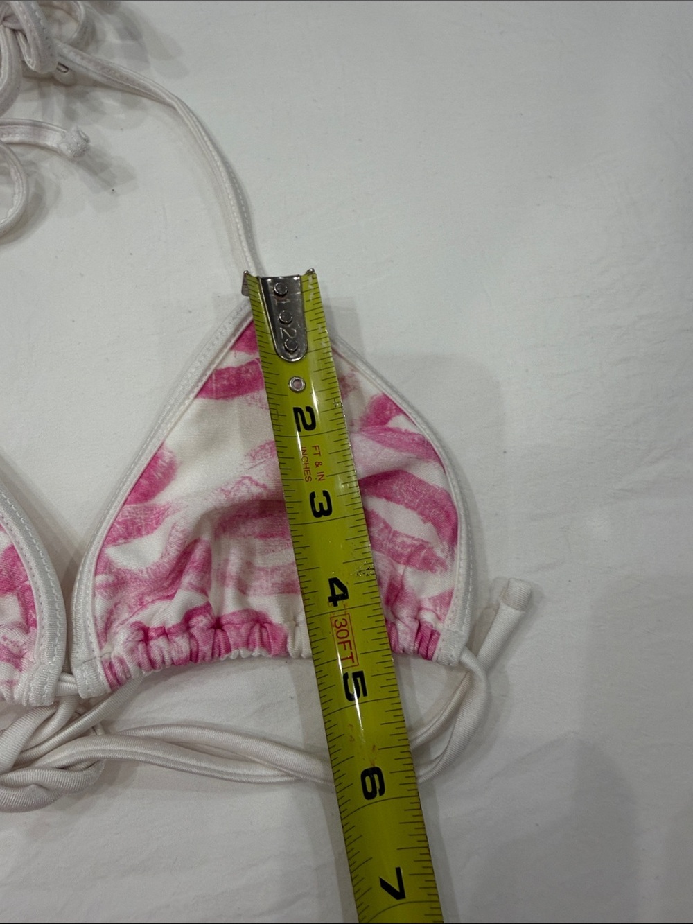 Frankie's Bikinis Pink and White Triangle Bikini Top - Picture 2 of 3